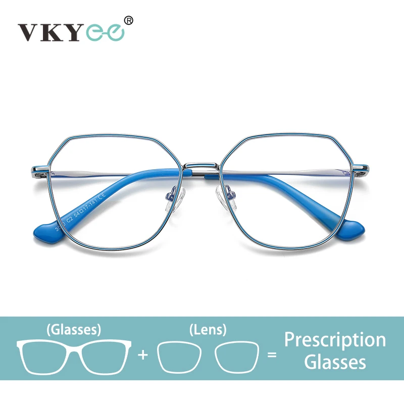 VICKY Large Frame Fashionable Design Progressive Multifocal Photochromic Anti-Blue Light Eyeglasses Customizable Prescription