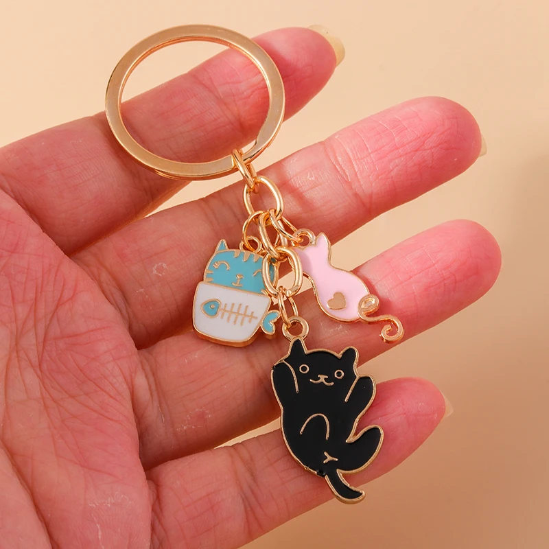 Aihua neue niedliche Schlüssel bund Emaille Tier Frosch Hund Ente Kaninchen Schlüssel bund für Frauen Handtasche Anhänger Zubehör DIY Schmuck Geschenke – Detail 27