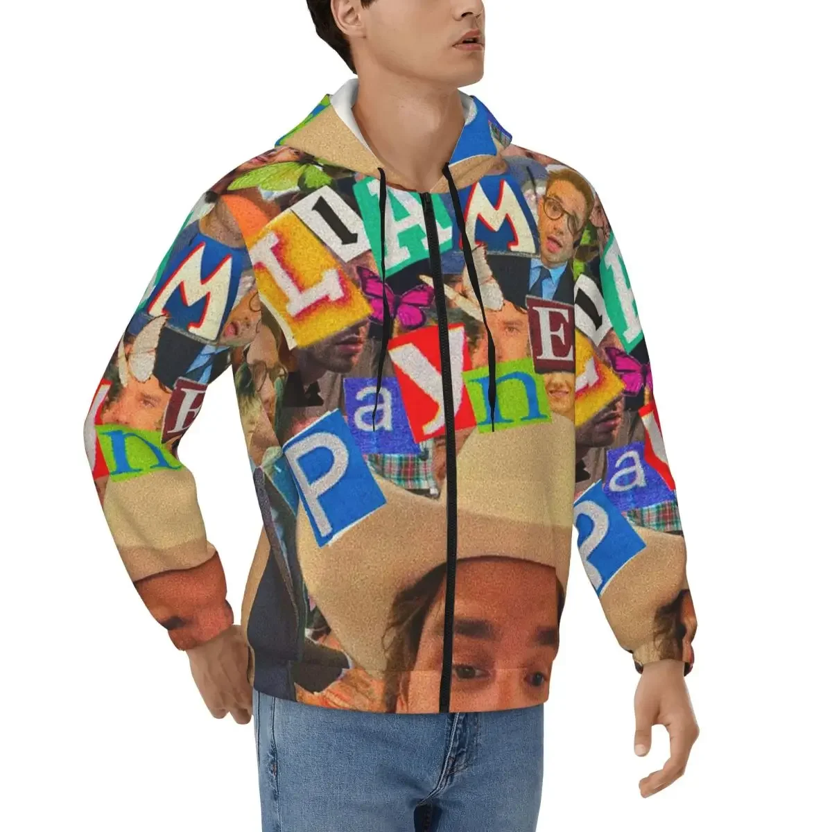 

Liam Payne фотоколлаж толстовка на молнии пуловер в стиле Харадзюку осень зима мужская женская толстовка топы с длинными рукавами