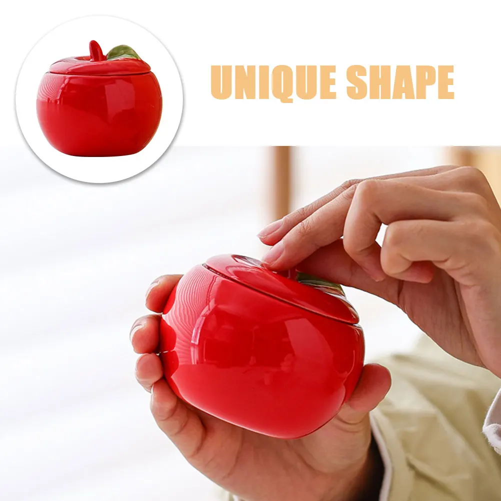 

Christmas Ceramic Apple Shaped Container Empty Cup Sealed Canister Red Fruit Storage Jars With Lid Kitchen Decor Gift