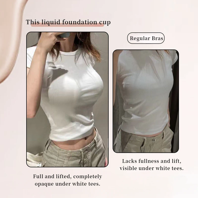 Small Bust Enhances Fullness Foundation White T-Shirt Seamless Invisible Thick Flat Chest Bra Comfortable Support