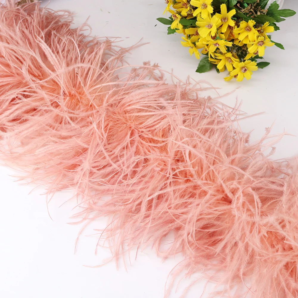 Wholesale 6 Ply Natural Ostrich Feather Boa 50CM 1Meter 2 Meter Length for DIY Wedding Dress Carnival Clothing Shawl Craft Decor