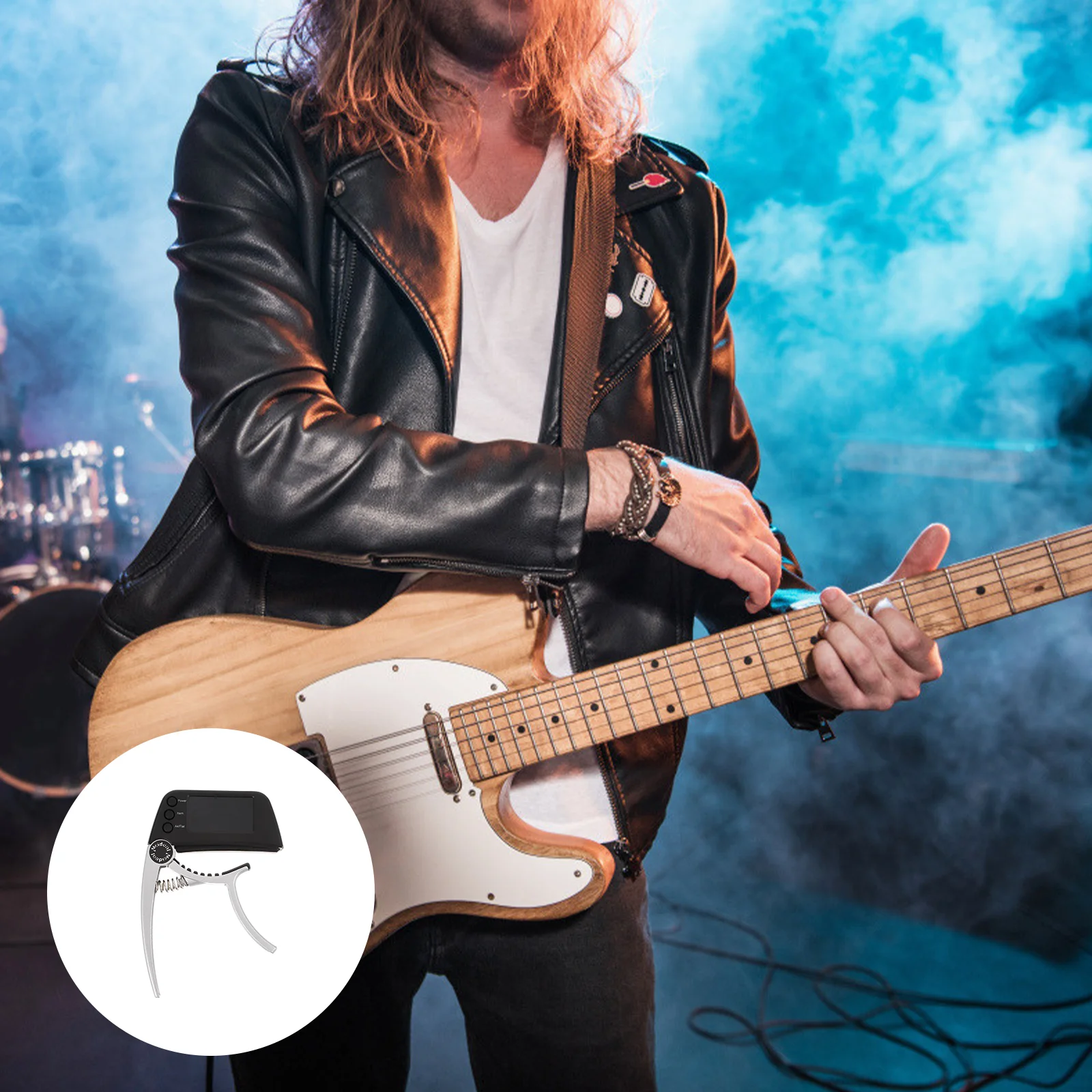 

Clip Tuner Capo Guitar Accessories Portable Bass Acoustic Beginner Silver Electric Musical Instrument Accessory Precise Rapid