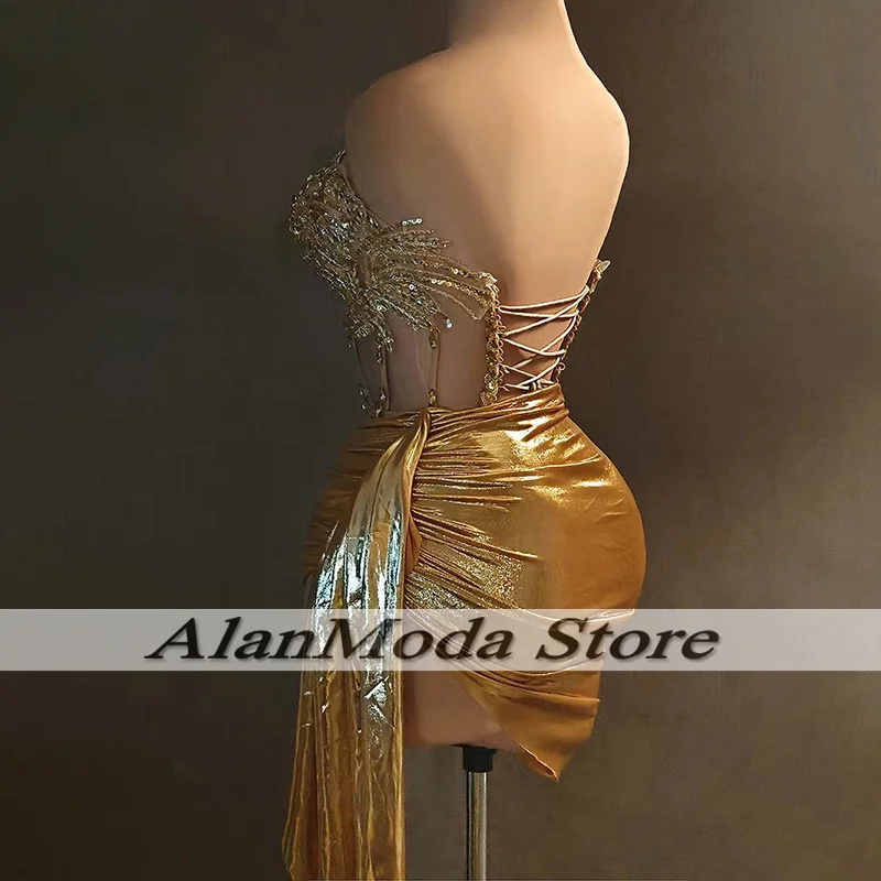 Vestidos De Gala Gold Cocktail Dress For Women Sweetheart Applique Corset Short Party Gowns Birthday Dresses Luxury 2024