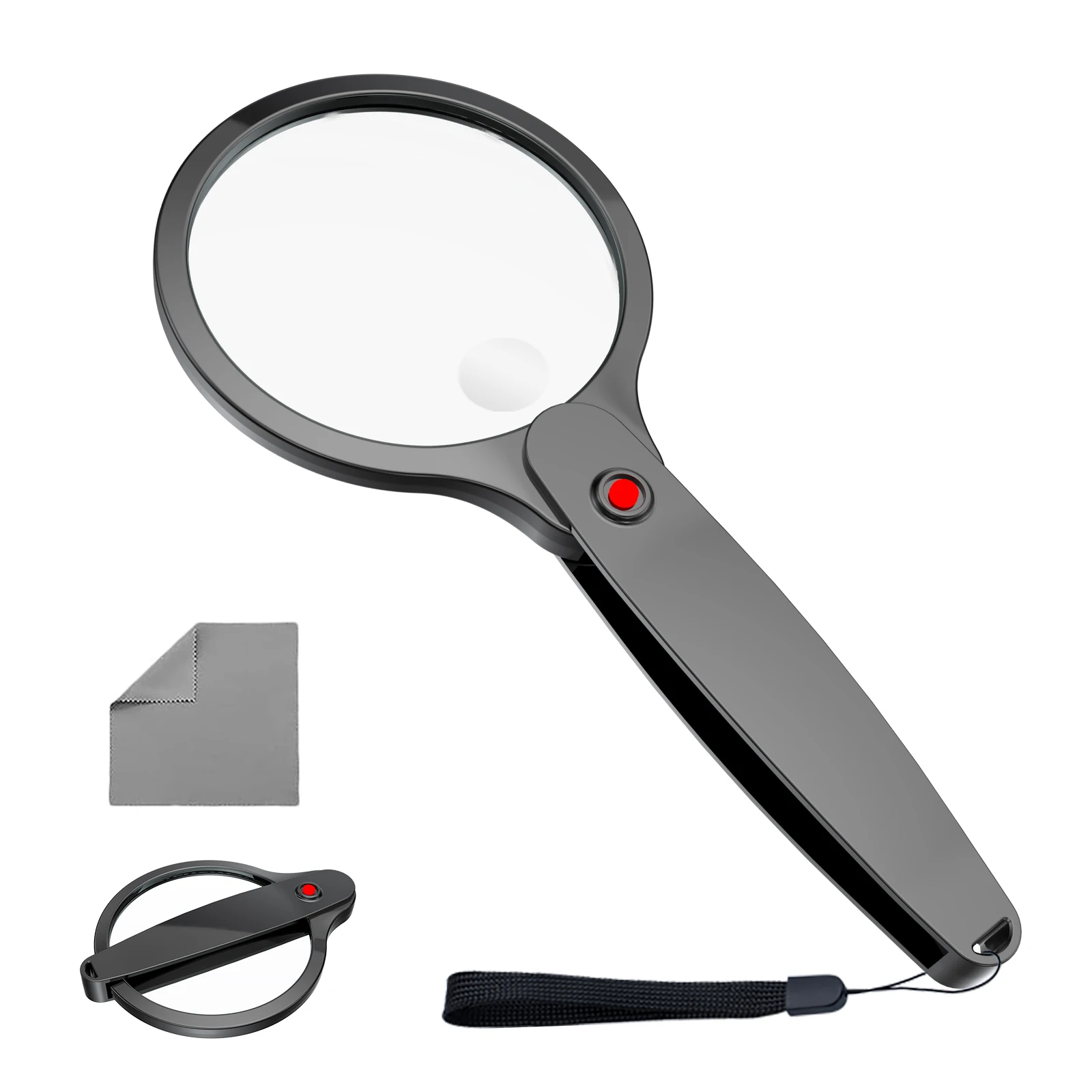 

10X 30X Handheld Magnifying Glass，Folding Pocket Magnifier with Shatterproof Lens for Seniors Reading，Hobby Observation，Crafts