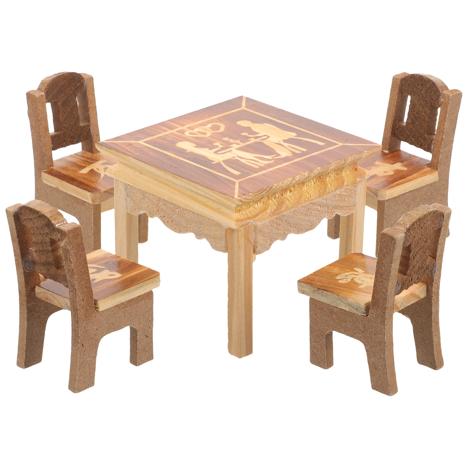 1 ensemble de mini table et chaise en bois pour la maison, la cuisine, la maison de jeu, décoration, simulation, accessoire de jeu pour enfants