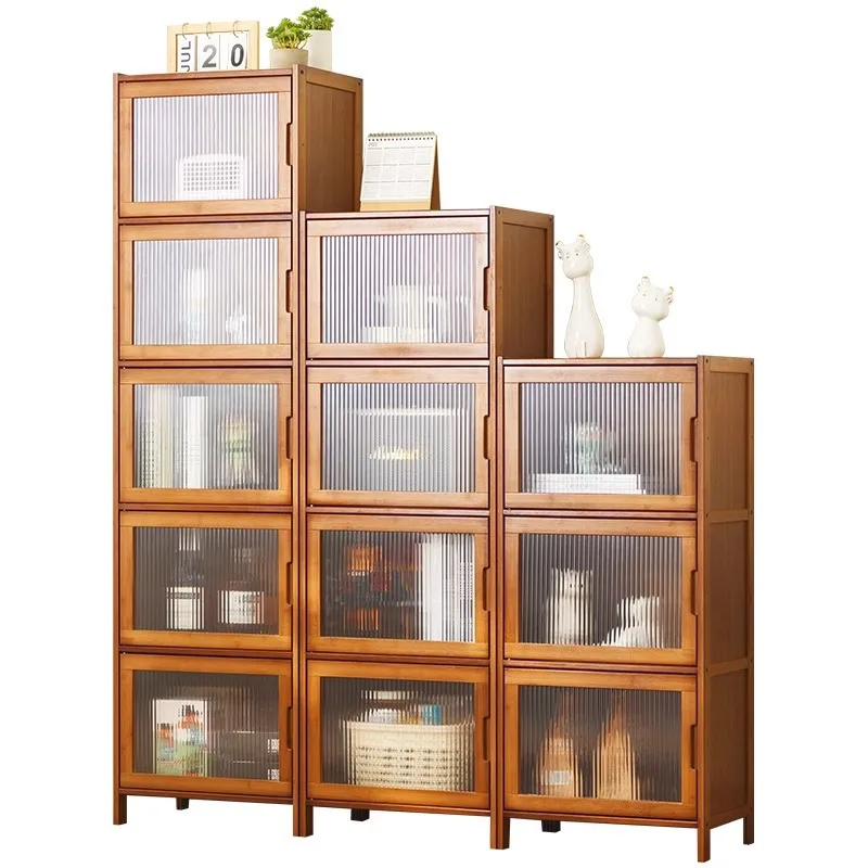 Bookshelf Bookcase Shelf with Cabinet Door Locker Integrated Lattice Cabinet Display Cabinet Floor to Floor