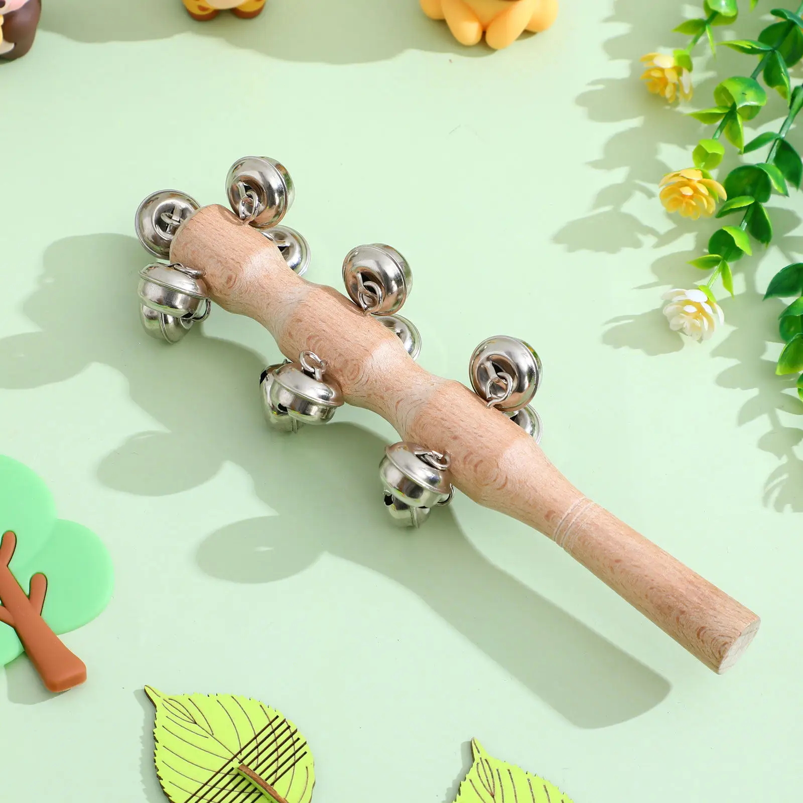 10 Stuks Houten Rammelaar Baby Hand Jingle Bells Ritme Ontwikkeling Muziek Training Houten Rammelaar Speelgoed Hand Jingle Bell Kinderen Speelgoed