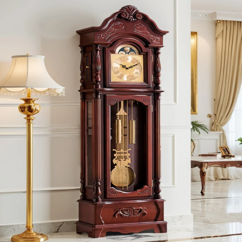 Floor clock Living room big clock Solid wood Chinese retro table clock Vertical atmosphere Mechanical European style