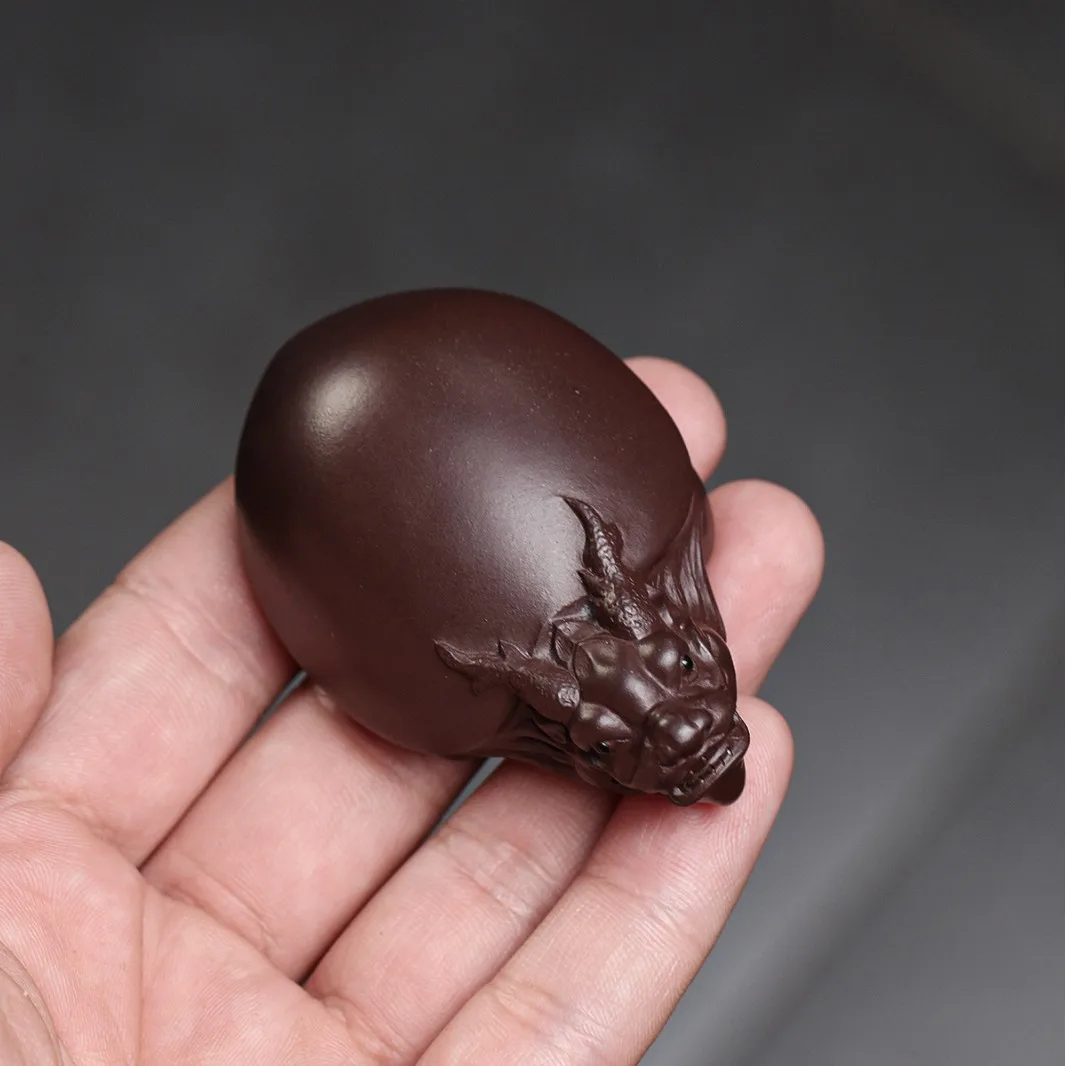 Wealth-Attracting Dragon Turtle Pet Handheld Piece By Master Liu Fengjun Handmade Original Mineral Cultivable Purple Clay Tea