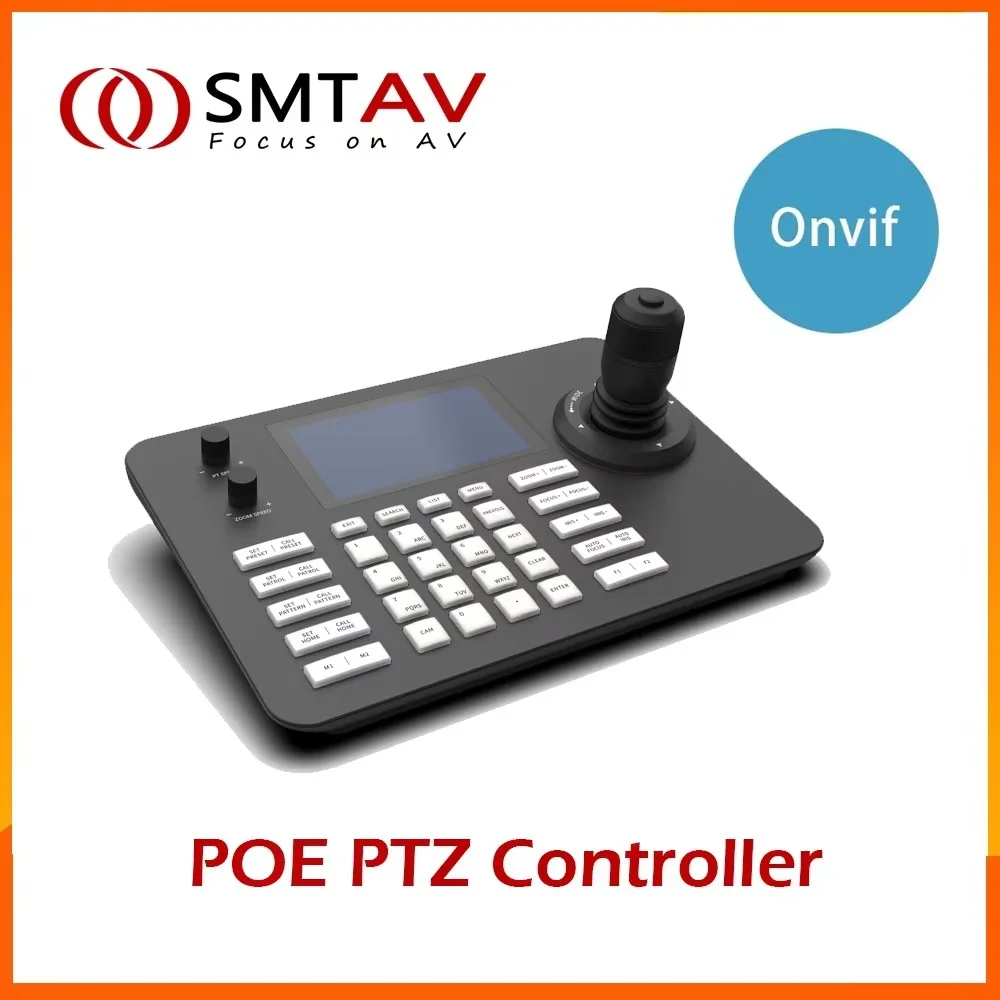 SMTAV 4D Joystick Network PTZ Controller PoE Powered IP Keyboard Controller ONVIF Compatible for PTZ IP Cameras Video Conference