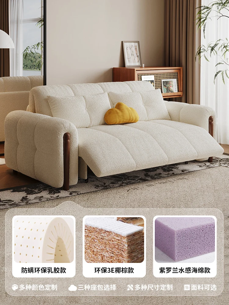 Aanpasbare crèmekleurige elektrische slaapbank, opvouwbaar, intrekbaar klein appartement voor twee doeleinden