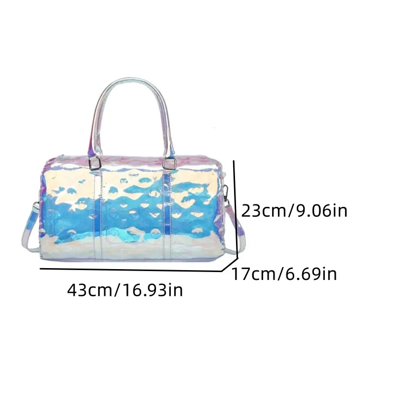 Laser Glossy Stylish Large Capacity Multifunctional Handbag Middle Size Luggage