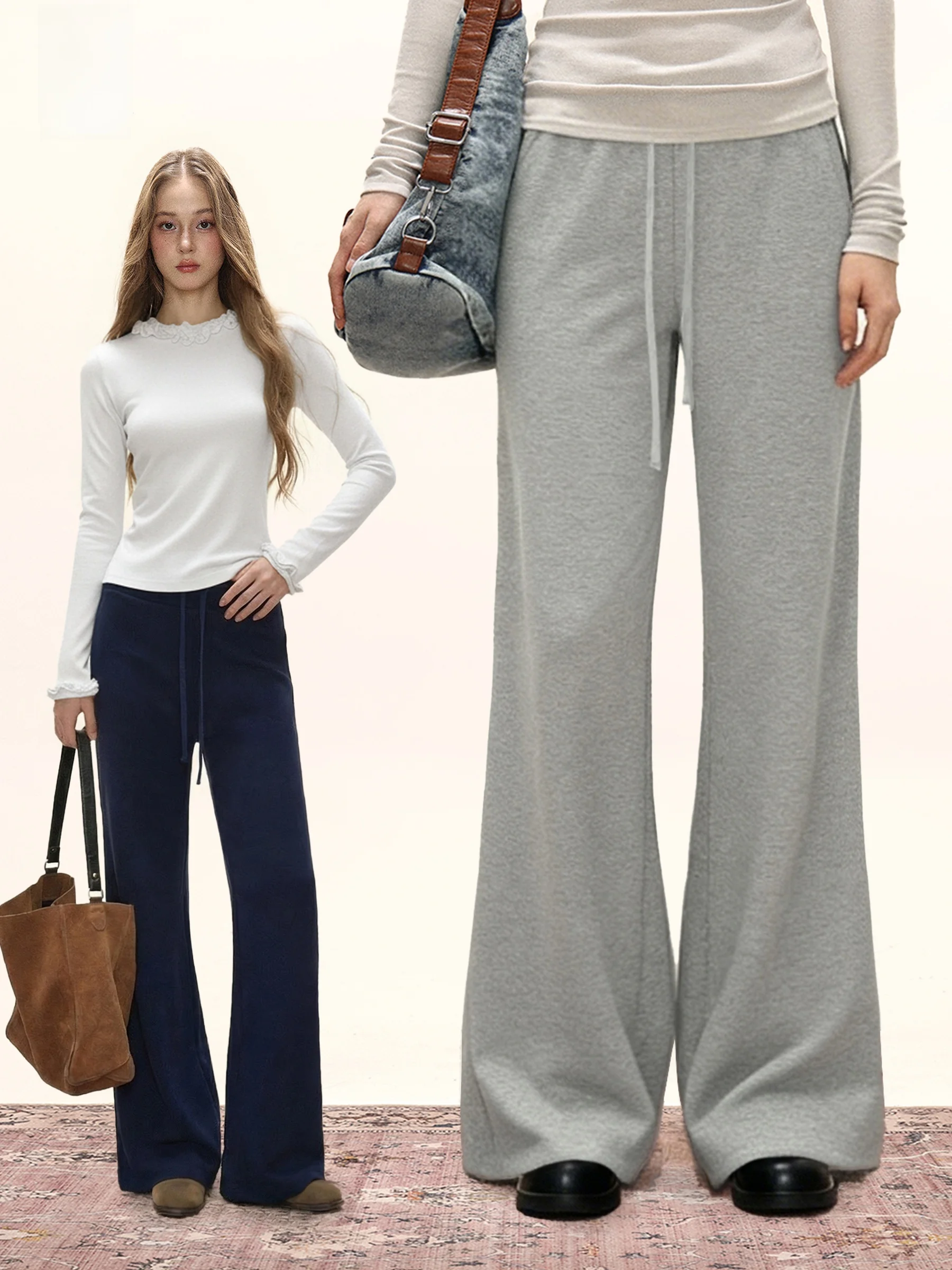 

Low Waist Thin Fleece Drawstring Casual Pants Women's Spring Autumn American Style Sports Sweatpants Sexy Girl Casual Pants