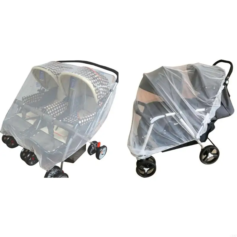 

C5AF Breathable Mosquito Net Twin Stroller Summer Mesh Cover Double Stroller Netting