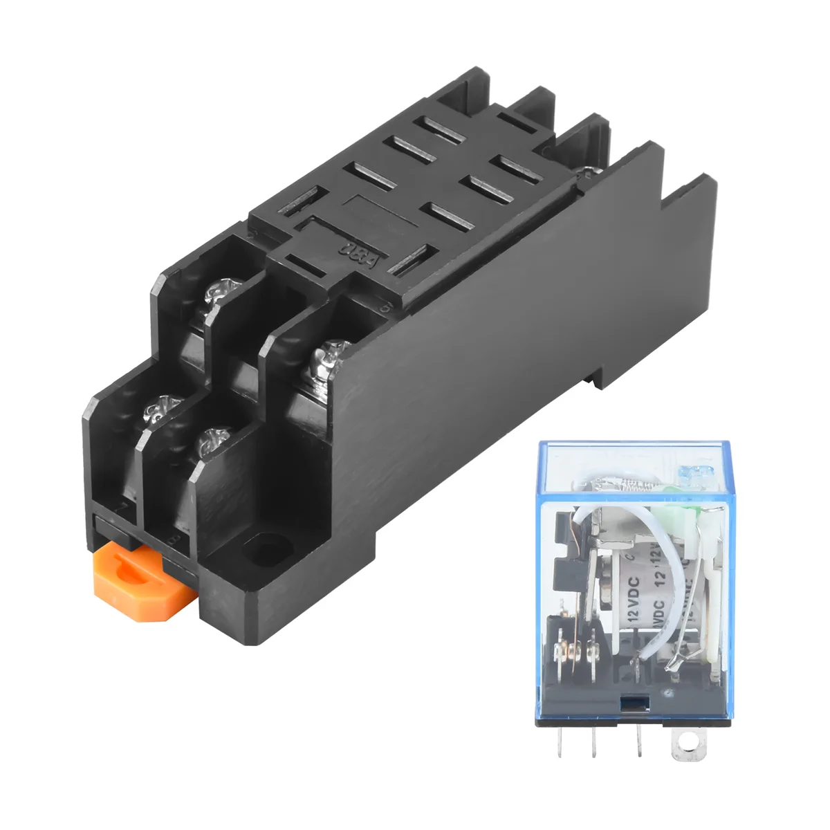 12V DC Coil Power Relay DPDT LY2NJ HH62P-L JQX-13F 10A With PTF08A Socket Base