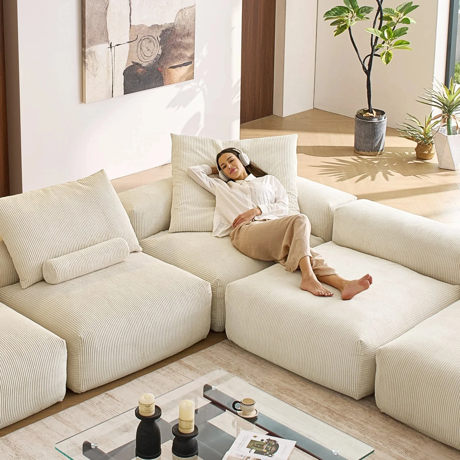 One Stop Procurement Boneless Couch Mass Production Efficient Vacuum Pack Sofa  Modern Sectional Sofa