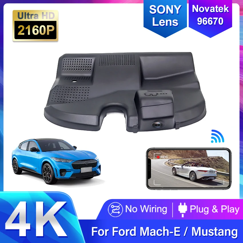 

Plug and Play 4K 2160P Car DVR Dash Cam Wifi Front Rear Camera 2 Lens 24h Parking Monitor for Ford Mustang Mach-E 2021 2022 2023