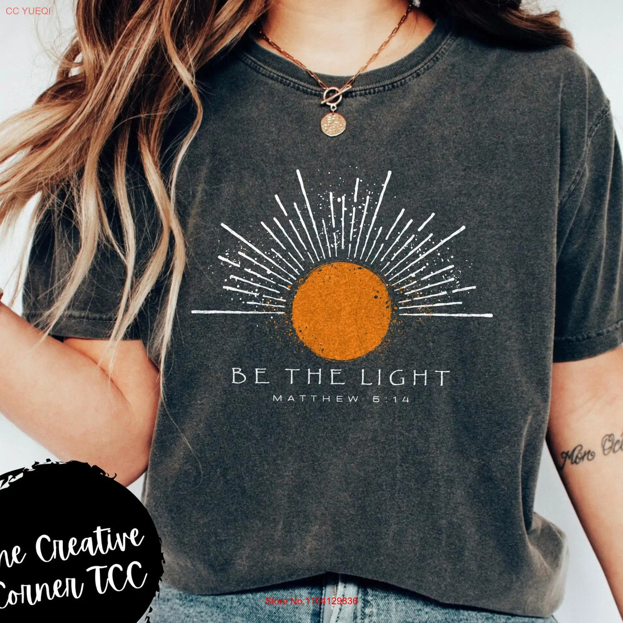 Be The Light Matthew 5 14 Comfort Colors T Shirt Christian s Faith Religious Clothing Bible Verse long or short sleeves