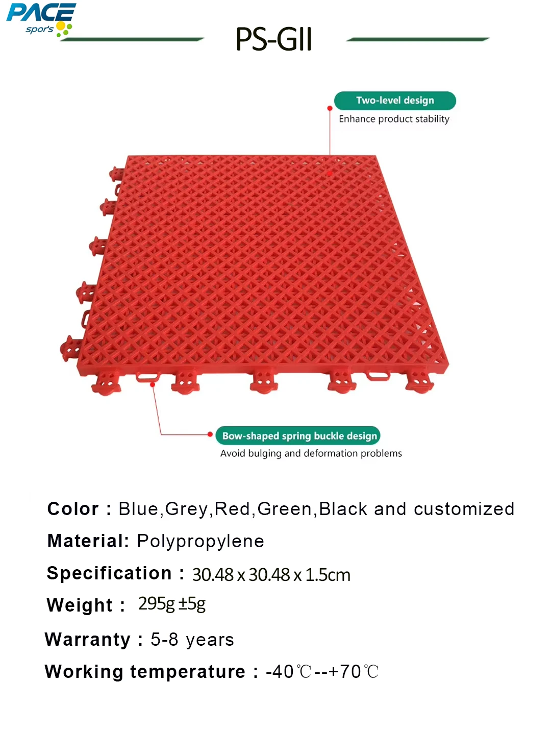 

Interlocking Sports Tile Outdoor Basketball Court Pickle Ball Court