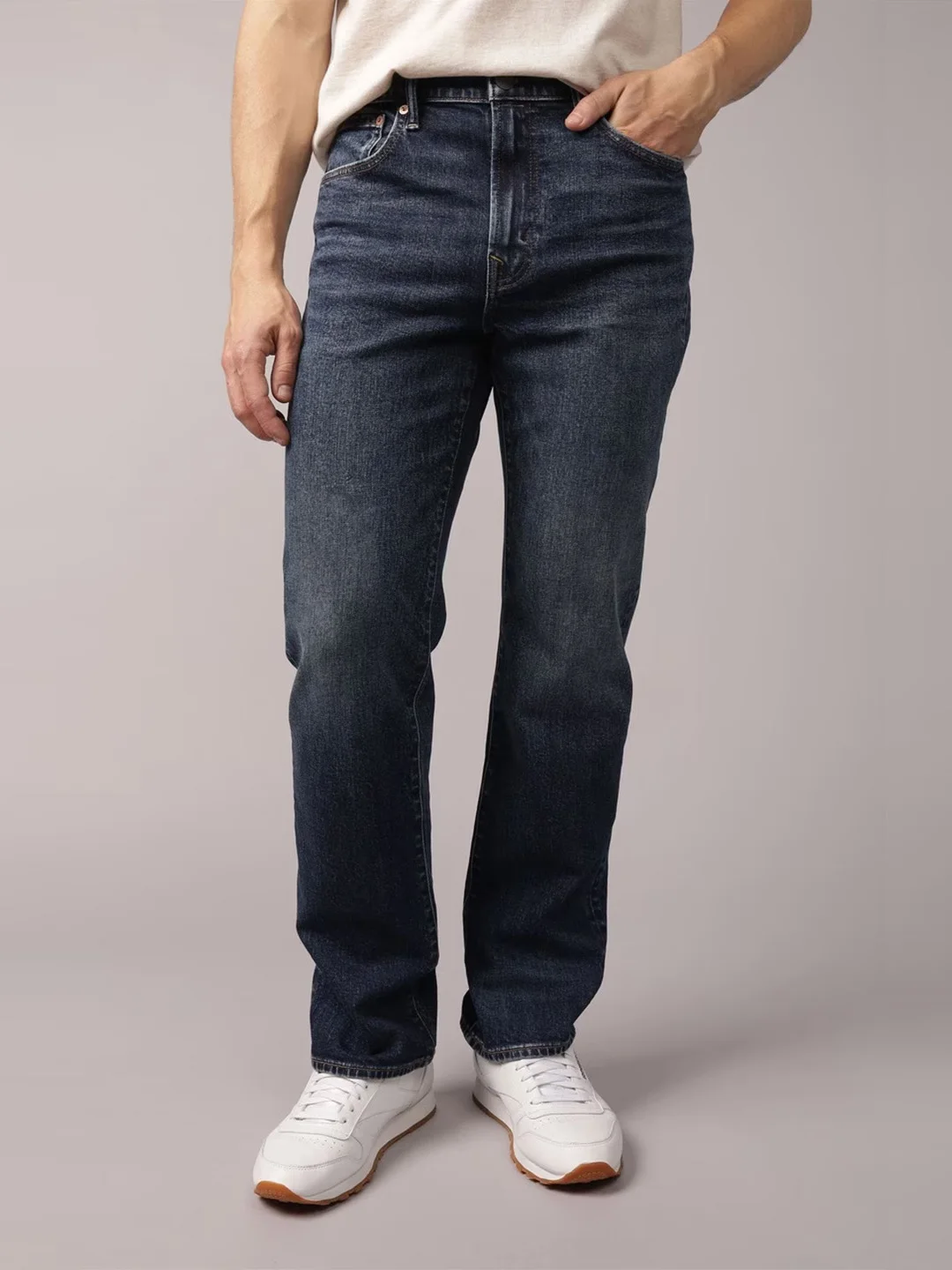 

AEO Eagle Men's Casual Commute Slim Straight Jeans Low Waist Button Cotton Polyester Blend Winter Resistant to Deformation