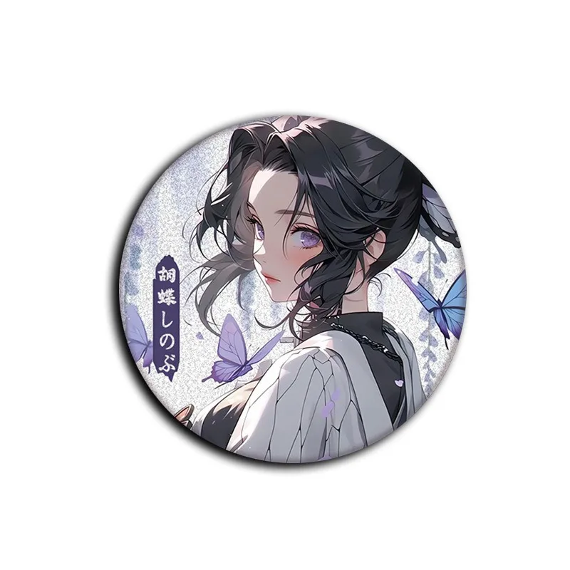 75mm Double Flash Badge Tanjirou Nezuko Zenitsu Inosuke Giyuu Shinobu Kyoujurou Uzui Tengen Clothes Decoration Toys Hobbies Gift