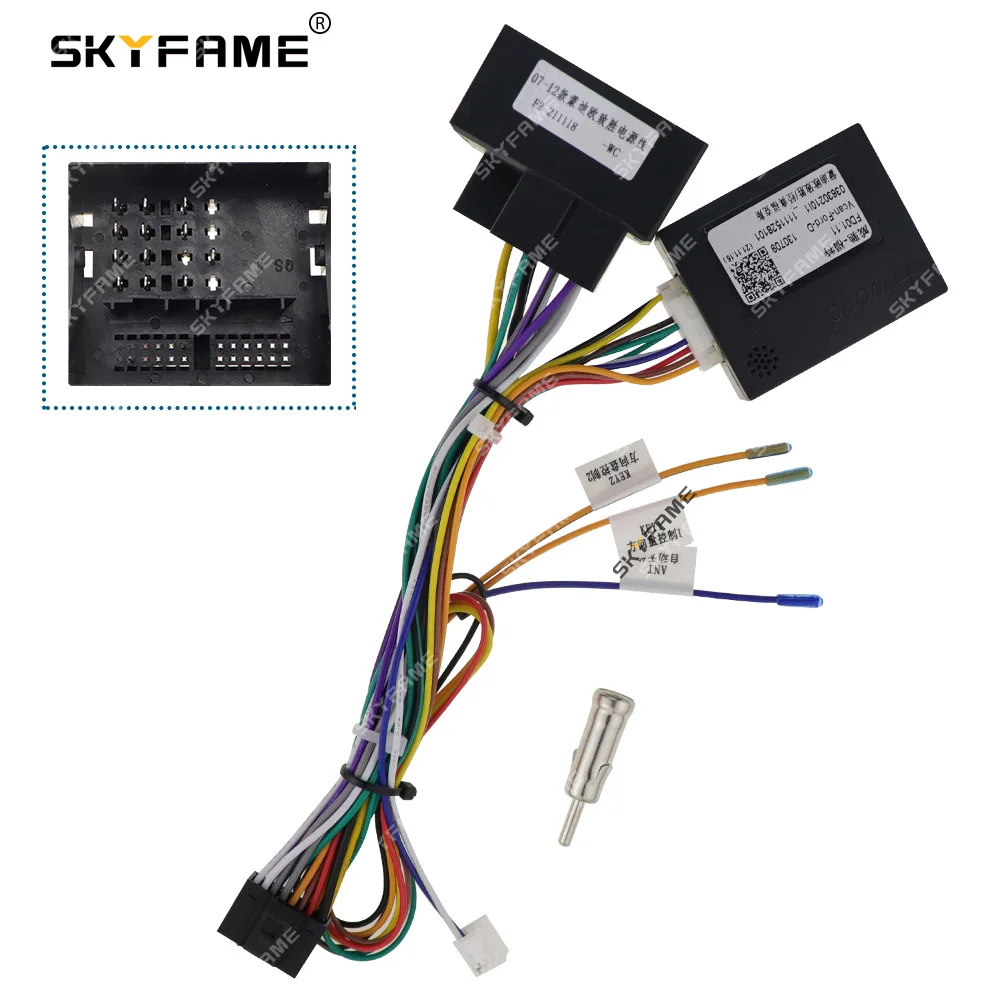 

SKYFAME 16Pin Car Wiring Harness Adapter With Canbus Box Decoder For Ford Mondeo S-MAX Android Radio Power Cable FD01.11