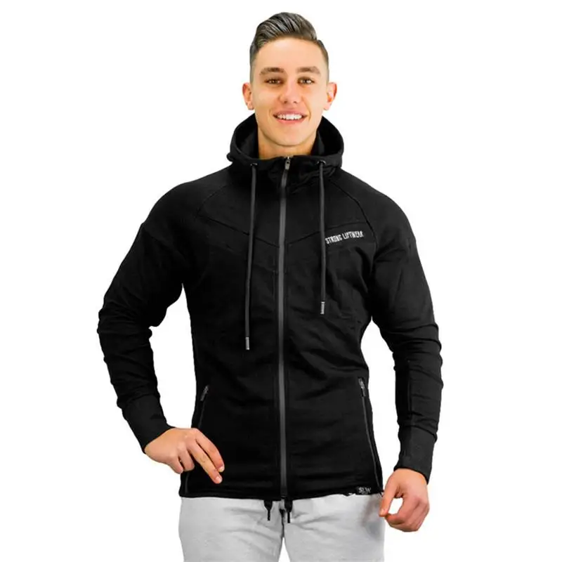 Men's Long Sleeve Zipper Hooded Sportswear Hoodies Jackets Running Windbreaker Coat Gym Clothes Outwear Male Casual Streetwear