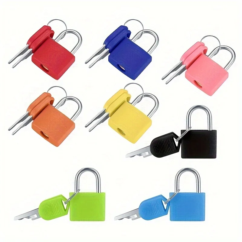 Mini Colorful Padlock with 2 Keys Small Luggage Lock Portable Plastic Covered Metal Padlock for Suitcase Backpack Locker Drawer