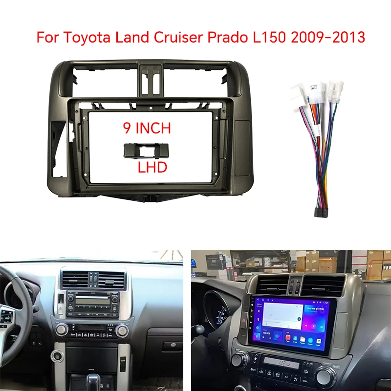 

9 Inch Car Frame Fascia Adapter Canbus Box Android Radio Dash Fitting Panel Kit For Toyota Land Cruiser Prado L150 2009-2013