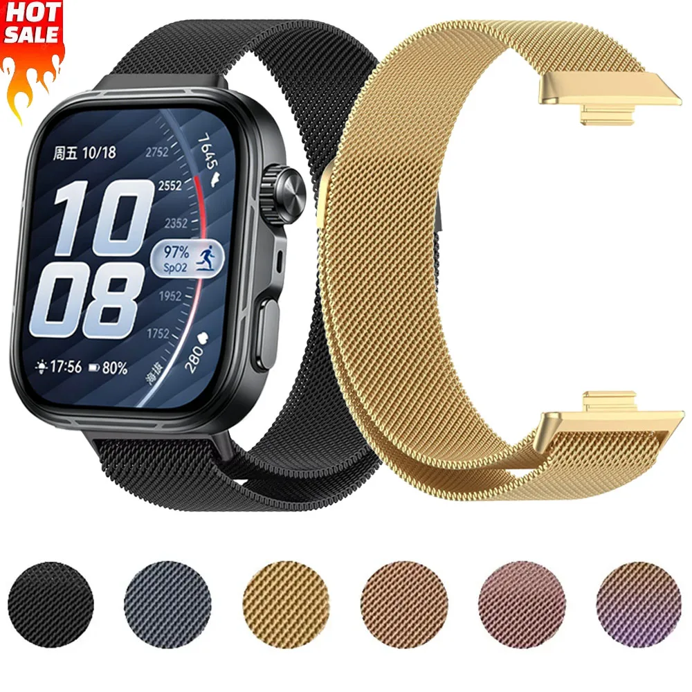 Bracelet en métal Milanese Loop compatible avec Huawei Watch Fit 5 4 3 Pro, bracelet de remplacement magnétique respirant en acier inoxydable pour hommes et femmes