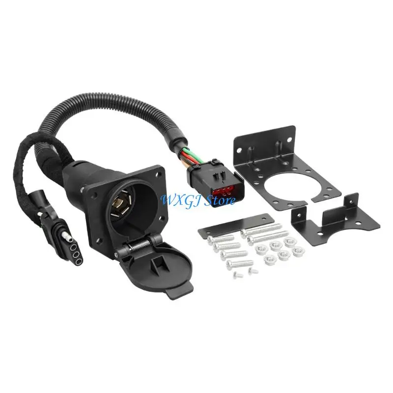 

37JE Vehicle Heavy Duty 10 Pin to 4+7 Blade Trailer Wiring Harness Replacement Direct Plug Play Design Nylon Wire