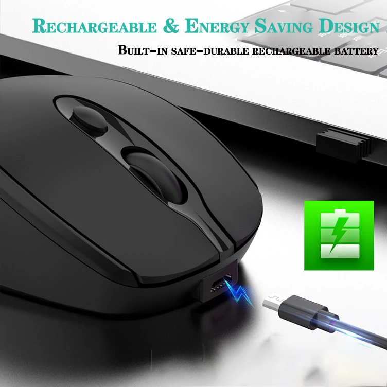 Rechargeable Wireless Bluetooth-compatible Mouse Silent Wireless Computer Mouse USB Ergonomic Gamer Mouse For Laptop Macbook PC