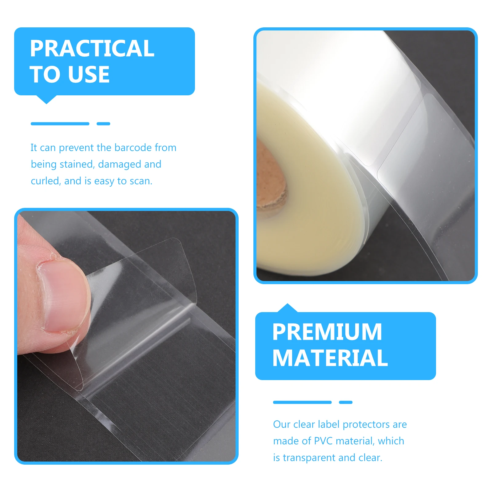 

500Pcs Clear Barcode Label Protectors PVC Waterproof Scratch Resistant for Office School Library Use Waterproof Labels Stickers