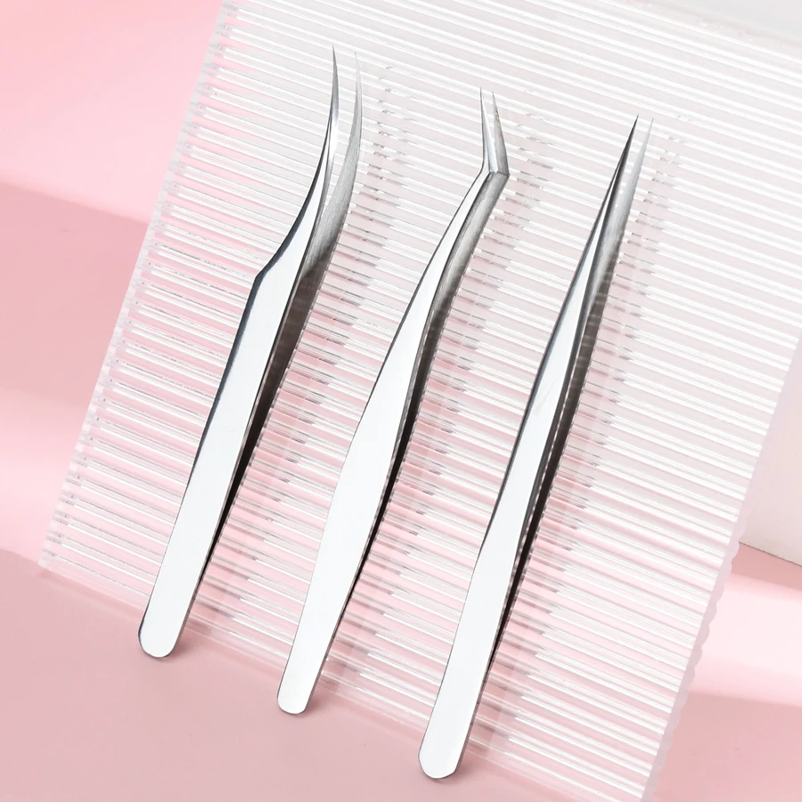 Pinzette per ciglia in acciaio inossidabile piantagione di fioritura ad alta densità innesto strumenti per ciglia clip di pavone delfino piuma dorata