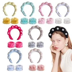 Towel Cloth Anti Slip Fried Dough Twists Sponge High Skull Top Hair Band for Female Facial Wash and Makeup Cloud Head Band