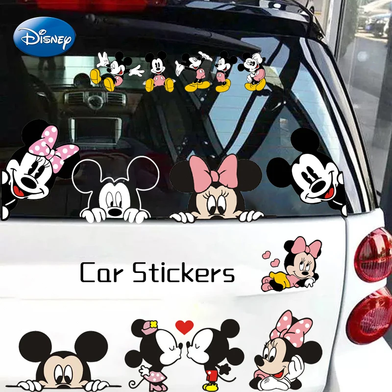 Anime Mickey Minnie Mouse Car Stickers Kawaii Mickey Auto Window Driving Mirror Decals Rear Windshield Stickers Decor Car Sticke