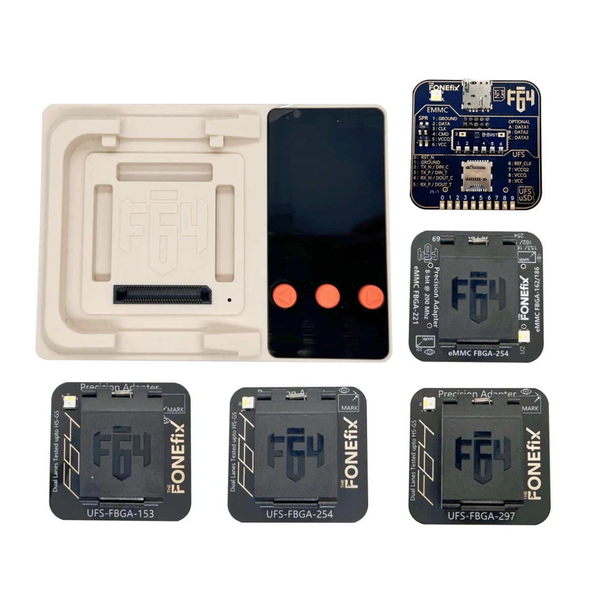F64 ULTRA FLASH 64 LITE + eMMC 4 en 1 + UFS 153 + UFS 254 + UFS 297 F64 Caja Jtag Flash64 para Z3X Easy JTAG Plus Box AA