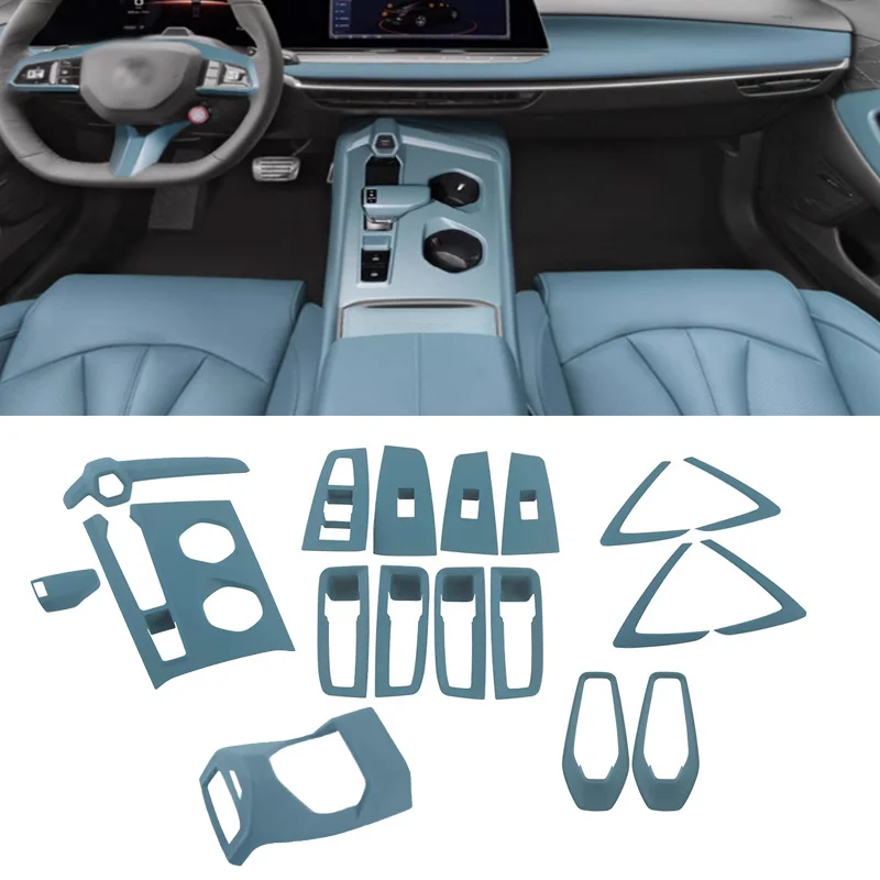 LHD para MG 7 MG7 2023 2024 ABS Color verde Panel de cambio de marchas cabeza kona cubierta embellecedora interruptor de ventana panel de cabeza de asiento decoración de coche