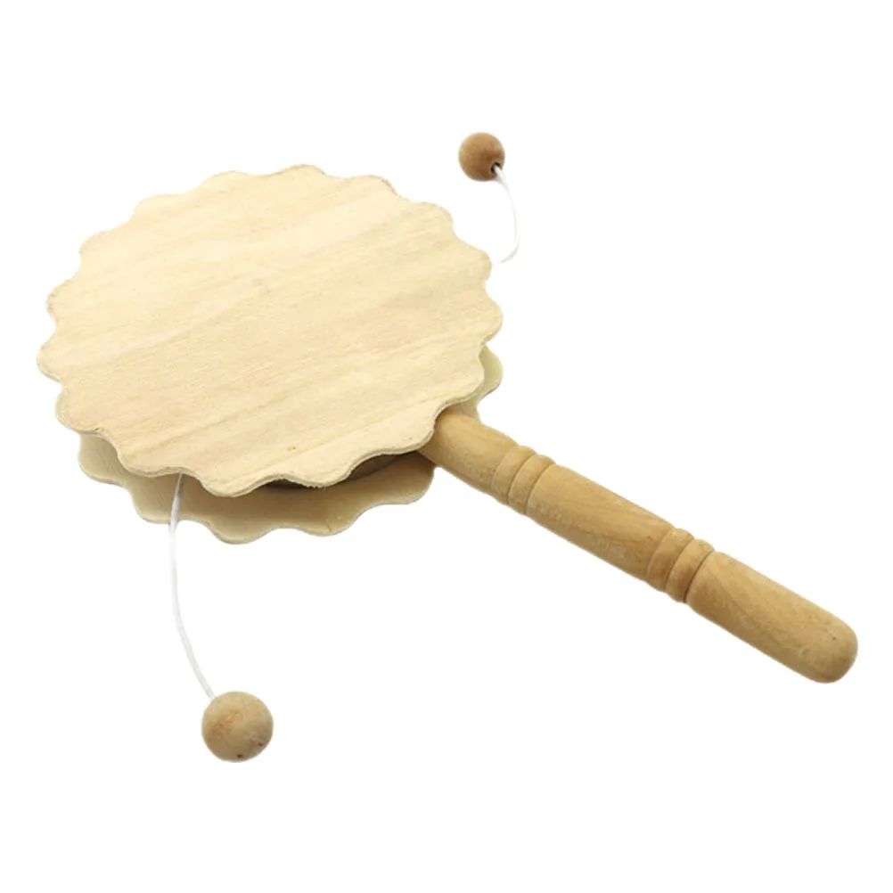 미완성 나무 딸랑이 드럼 공예 DIY 페인팅 어린이 수제 악기 장식 홈 데스크탑 장식품