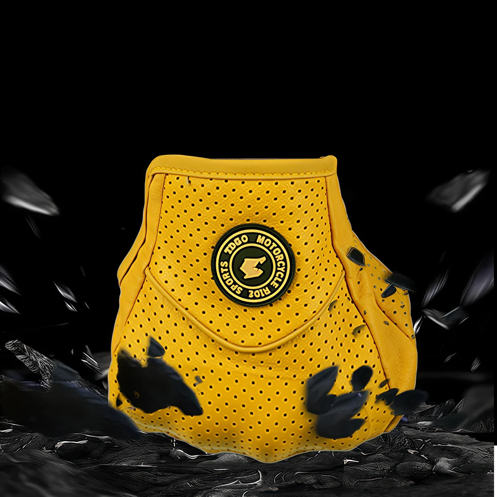 Gants de course respirants pour moto, jaunes, en cuir perforé, pour Motocross, pour hommes et femmes, gants de protection pour motocycliste, nouvelle collection été