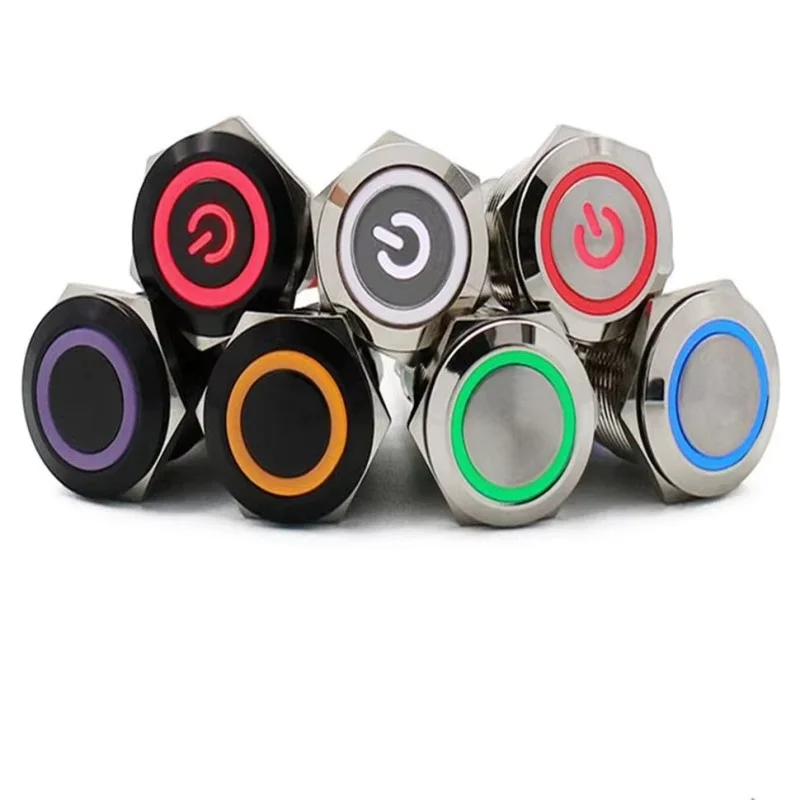 

16mm Push Button Switch Oxidized Black Momentary Latching Fixed On Off Power Switch LED Light 3V 6V 12V 24V 220V