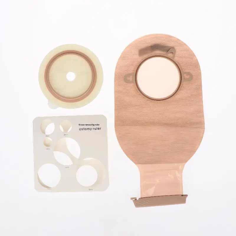1 Set Two Piece Drainable Pouches Ostomy Supplies Colostomy Bags With Hoop And Look Ileostomy Stoma Care