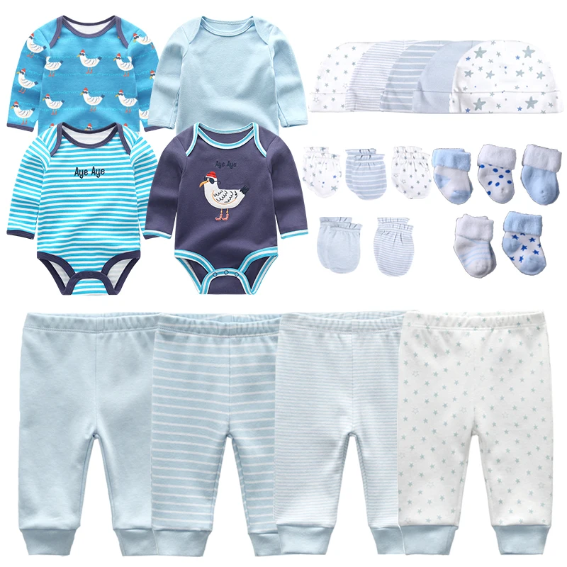 Unisex Newborn 23Pieces Bodysuits+Pants+Hats+Gloves+Socks Baby Girl Clothes Sets Spring Baby Boy Clothes 0-12M Long Sleeve