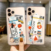 National Travel Air Ticket New York Los Angeles Moscow Phone Case for iPhone 15 16 13 12 11 14 Pro Max Mini 7 8 16Plus Cover Bag