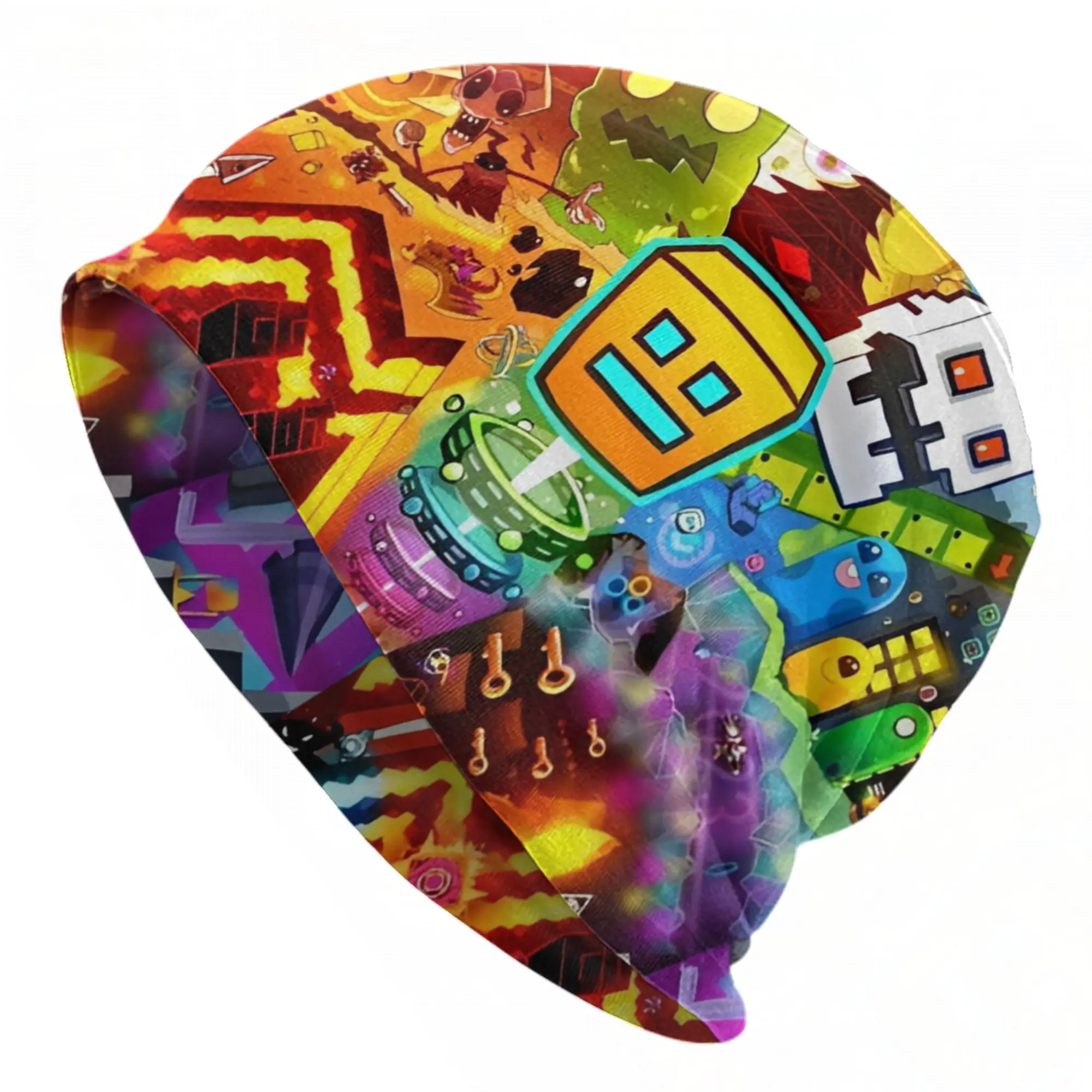 Game Geometry Dash Bonnet Hat Fashion Outdoor Skullies Beanies Hats Geometric Dash for Men Women Warm Thermal Elastic Cap
