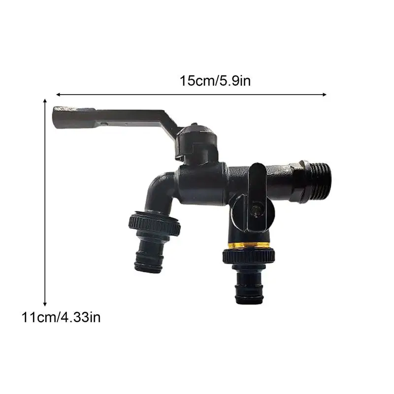 Outdoor Double Taps Water Faucet Double Outlets Garden Brass Faucet 1/2 Inch Inlet Home Water Hose Connector 1-Into-2 Spigot