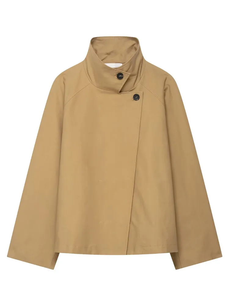 

Faionable ort Pure Color Women's Coat Simple Daily Sle Autumn 2025 New Arrival Commute Loose Fit Long Sve Zipper