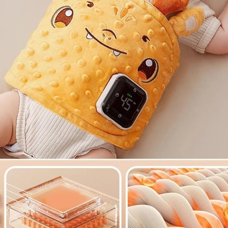 J15U حزام تسخين لتخفيف مغص الطفل مع حزام لف البطن مع 3 تروس لضبط درجة الحرارة و5 اهتزازات للراحة والسلام