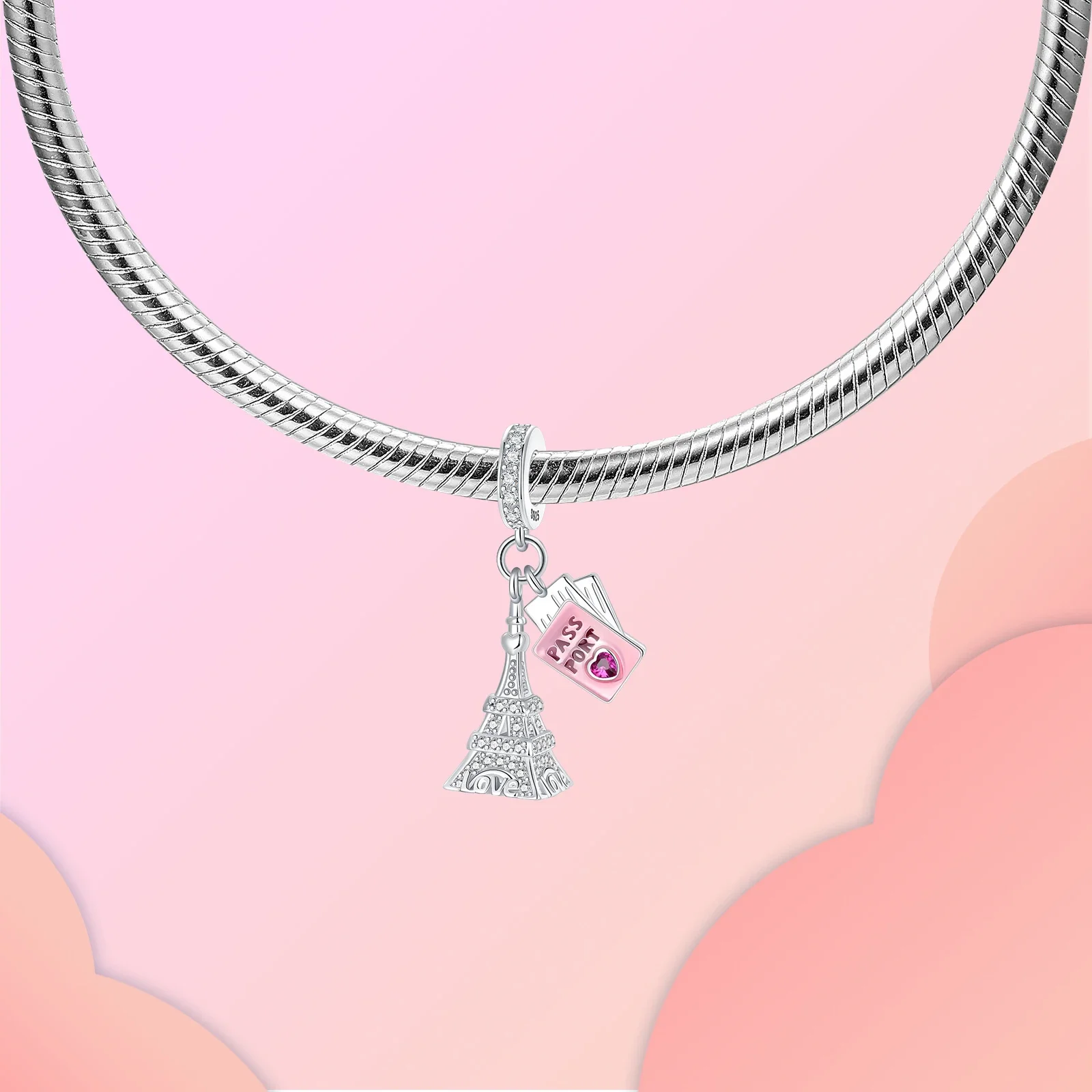 925 فضة برج ايفل قلادة المنارة الطائرة قلادة سحر صالح الأصلي سوار الخرز قلادة Diy بها بنفسك مجوهرات نسائية #2